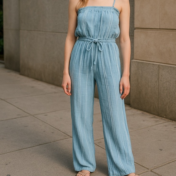 Blue strapless jumpsuit size M/L, NWOT - Picture 3 of 8